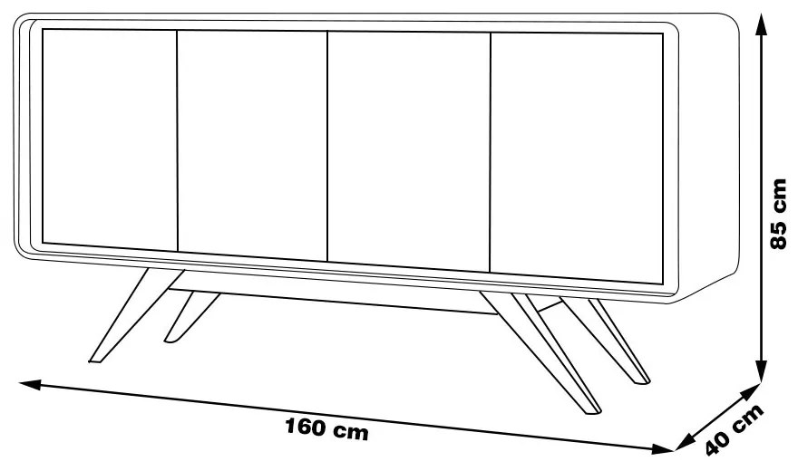 Balcão Buffet Decorativo Maverick 4 Portas Pés de Madeira Nature/OffWhite G21 - Gran Belo