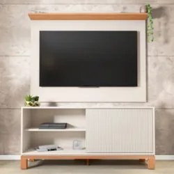 Painel Para TV 45 Pol e Rack Bancada 136cm Lucca Off/Freijó C01 - Mpoz