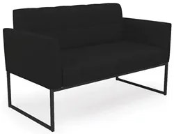 Sofá Namoradeira e 2 Poltronas Base Industrial Preto Ana Linho Preto -