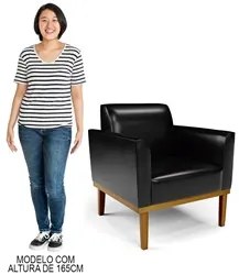 Sofá Namoradeira e 2 Poltronas Base Madeira Castanho Maressa Sintético