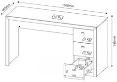 Mesa Para Computador 3 Gavetas ME4102 Branco - Tecno Mobili