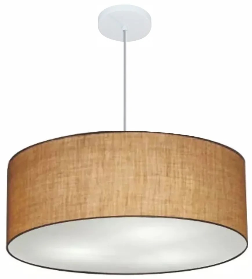 Lustre Pendente Cilíndrico Md-4079 Cúpula em Tecido 60x21cm Palha - Bivolt
