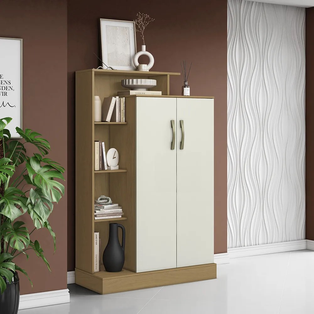Armário Multiuso 91cm Lavanderia 2 Portas Cirelly A09 - D'Rossi - Atacama e Off White