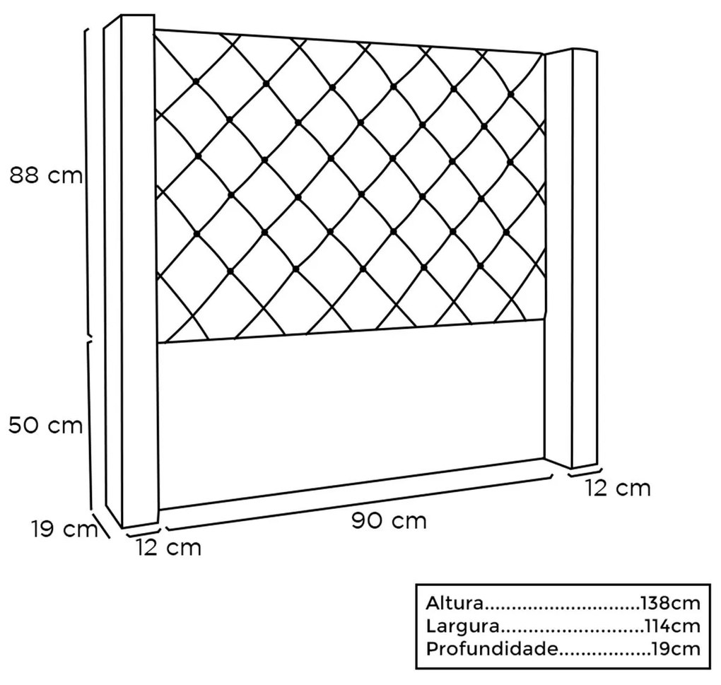 Cabeceira Estofada Egito SPZ 114cm Solteiro Linho - ADJ Decor
