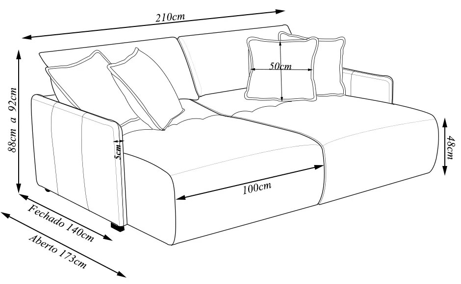 Sofá Cama Sala de Estar Bipartido Elétrico 210cm Retrátil com Almofadas Caixa Zero Dalton Veludo Bege G93 - Gran Belo