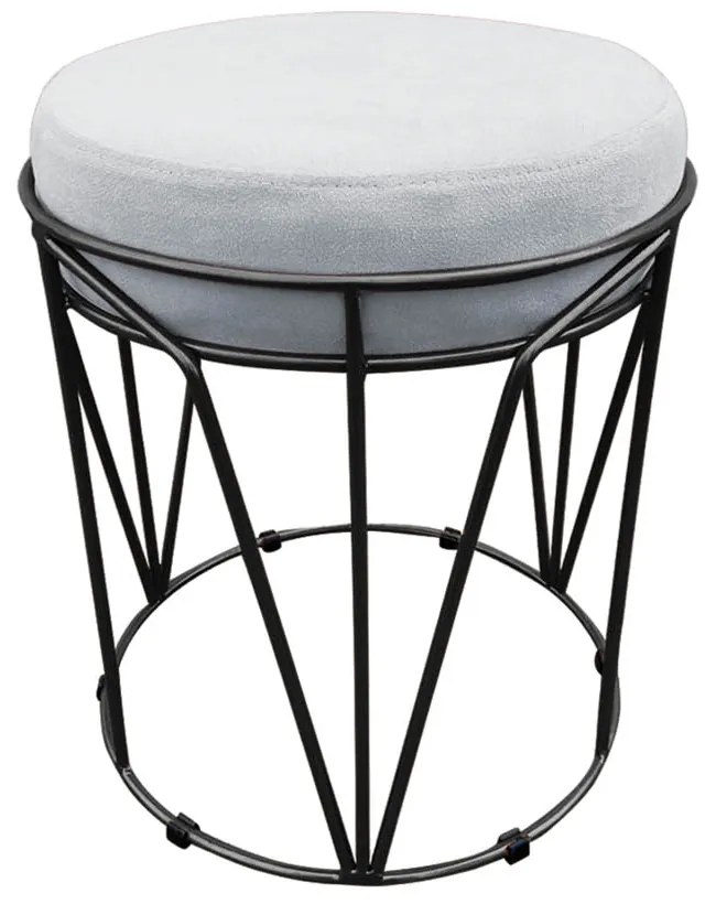 Puff Multiuso com Mesa Babu 2 em 1 Suede Cinza Base Preto - D'Rossi