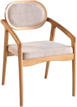 Cadeira Aria com Braço Estofada Cinamomo Linho Rústico