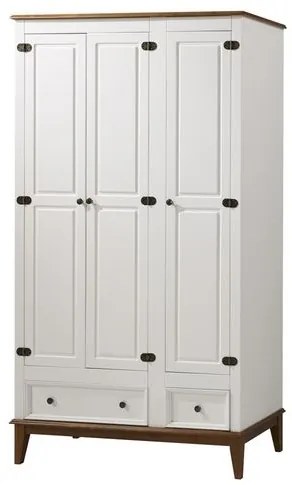 Armario Malibu 3 Portas e 2 Gavetas cor Branco com Amendoa 204 cm - 63590 Sun House