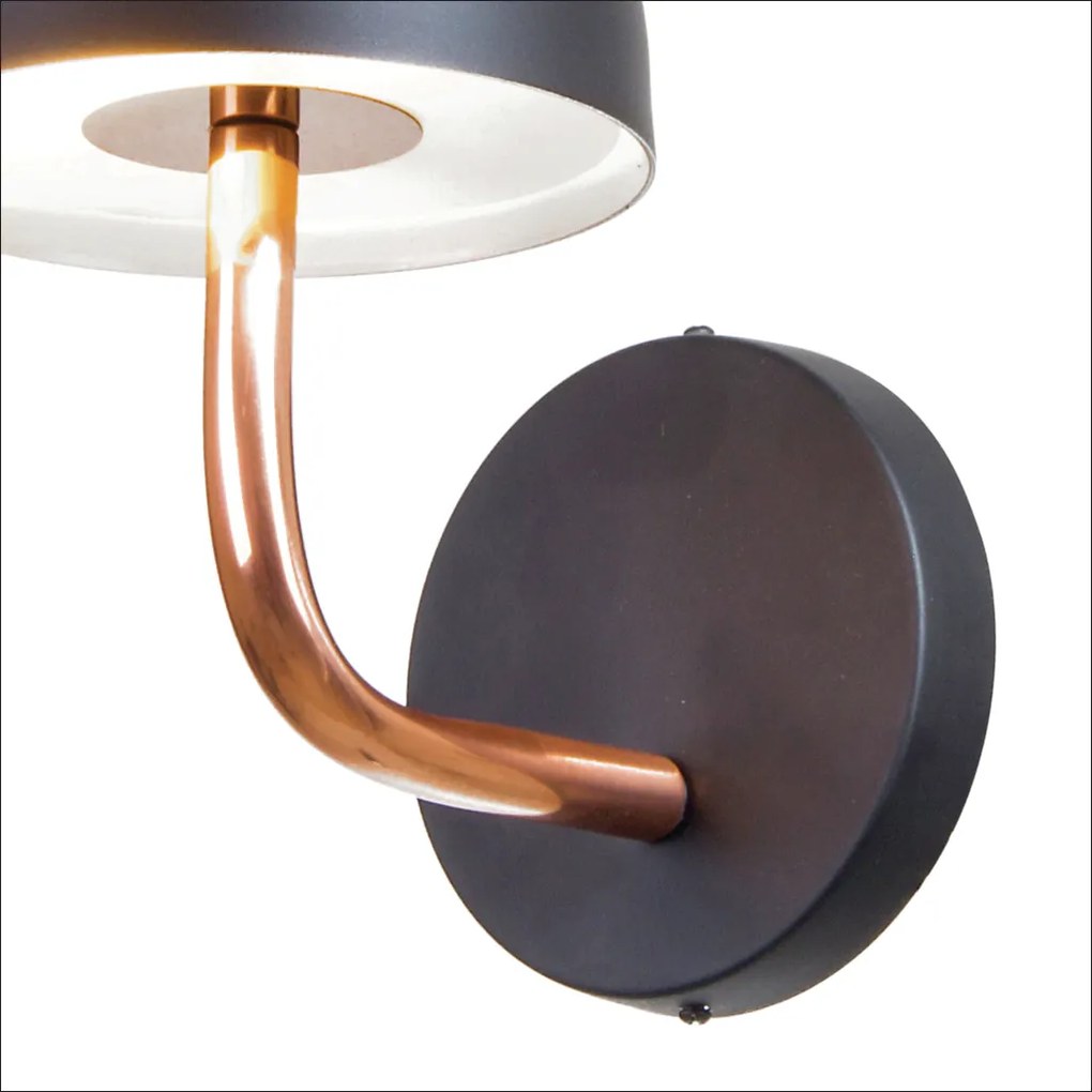 Arandela Mushroom 19,5X14X19Cm 03Xg9 Braço Curvo Metal Alumínio - Old... (PRETO)