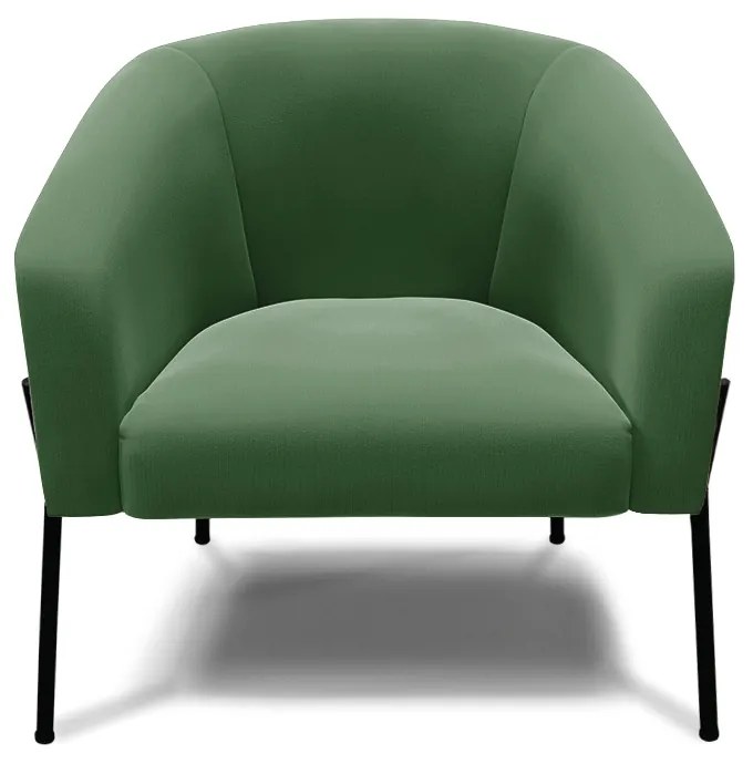 Poltrona Sala Decorativa Pé de Ferro Preto Kit 2 Stella Suede D03 - D'Rossi - Verde