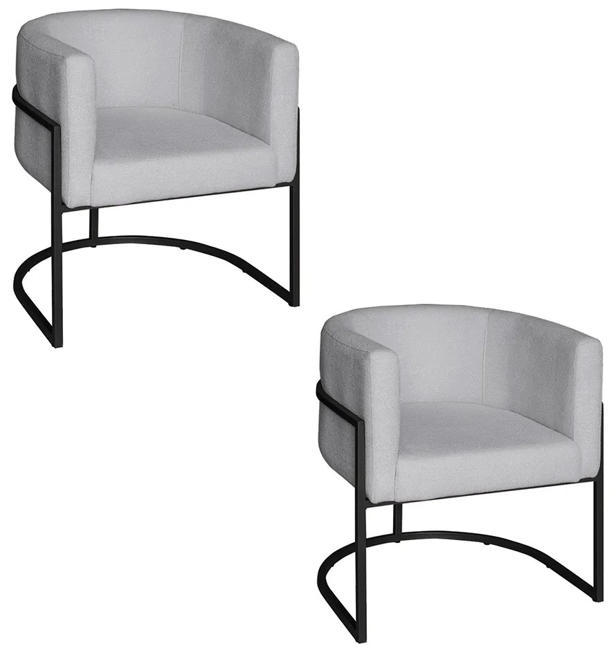 Poltrona Base Industrial Preto Kit 2 Lety Veludo - Prata