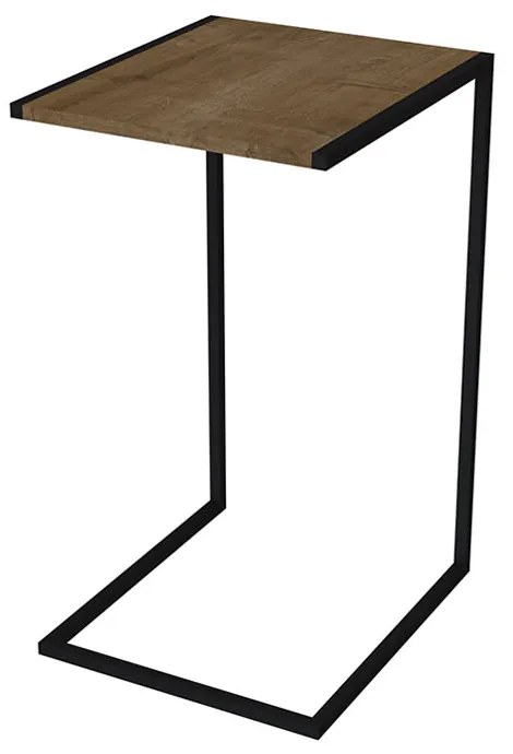 Mesa Lateral Multiuso Estilo Industrial Vermont Base Metálica Preto A05 - D'Rossi