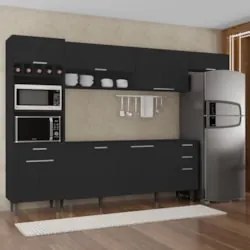 Armário de Cozinha CP04 Para Pia 180cm Pérola Z34 Preto     - Mpozenat