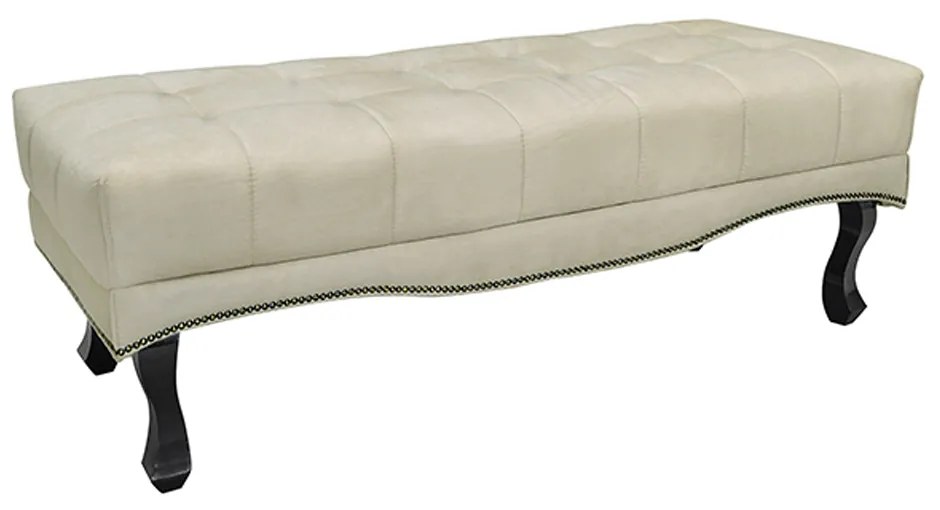 Recamier Decorativo 160cm Loewe Veludo Pés de Madeira Bege G63 - Gran Belo