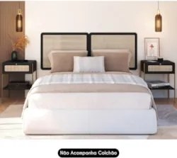 Cabeceira Casal e Queen Com 2 Mesas Laterais Arlo A10 Nero/Dourado - M