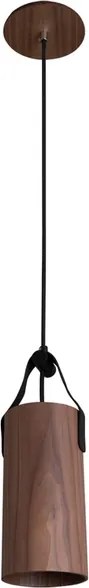 Pendente Cilindrico Madeira Nogueira 43X13cm Alca
