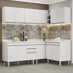 Armário de Cozinha Modulado de Canto 6 Peças CP29 Balcão com Tampo Bra