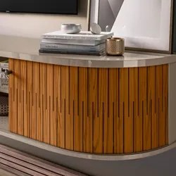 Painel para TV 75 Pol com Bancada Suspensa 208cm Ararati M01 Fendi/Nat