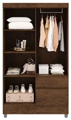 Guarda Roupa Ideal 4 Portas Plus Imbuia Rústico - Vila Rica Móveis