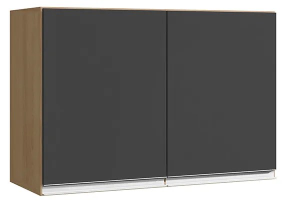 Armário Cozinha Aéreo 81cm com 2 Portas Leticia A01 - D'Rossi - Amendoa e Preto