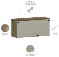 Armário de Cozinha 80cm Com 1 Porta Nádia Mocca/Avelã L01 - Mpozenato