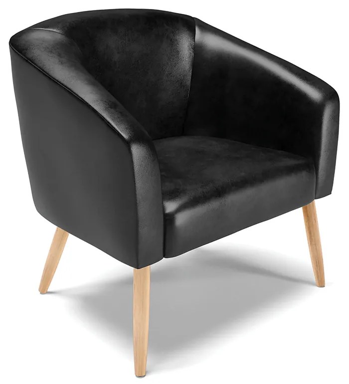 Namoradeira e 2 Poltronas Pé Palito Natural Stella Sintético PU D03 - D'Rossi - Preto