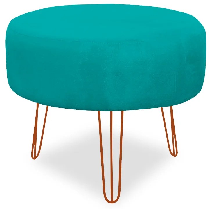 Puff Chloe Pés Hairpin Legs Bronze Suede Azul Tiffany