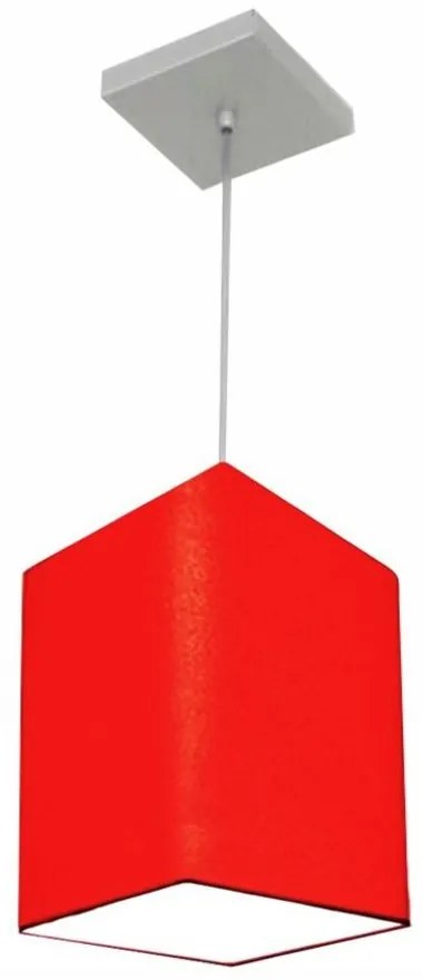 Lustre Pendente Quadrado Md-4007 Cúpula em Tecido 25/16x16cm Vermelho - Bivolt