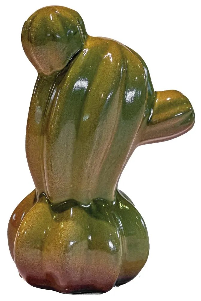 Cacto G Decorativo em Cerâmica Esmaltada - Vitória Régia Alto Brilho