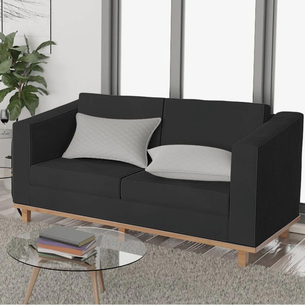 Sofá 2 Lugares Europa Suede Preto ADJ Decor