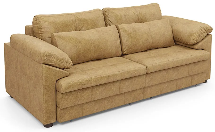 Sofá Retrátil Elétrico Sala de Estar Nolan Bipartido 250cm Conforto Premium em Couro Bege Manchado G58 - Gran Belo