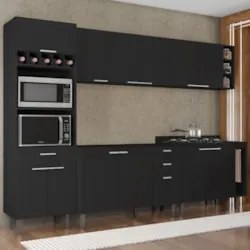 Armário de Cozinha CP07 Para Pia 120cm Pérola Z34 Preto - Mpozenat