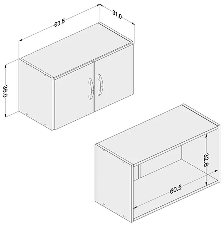 Armário De Parede Aéreo Lavanderia 2 Portas - Branco
