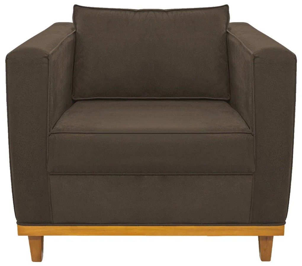 Poltrona Decorativa Europa Suede Marrom ADJ Decor