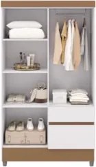 Guarda Roupa Solteiro 103cm Com Espelho Mayra Flex Branco V02 - Mpozen