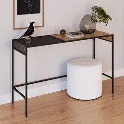 Aparador Para Sala de Estar 120cm Pés Metálicos Dinâmico Vermont/Preto