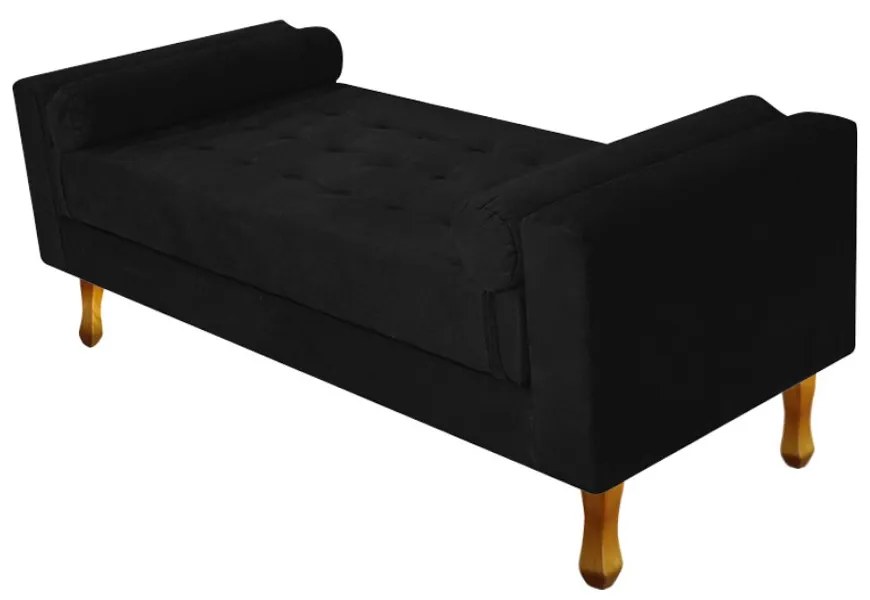 Recamier Félix King Size 195cm Suede Preto - ADJ Decor