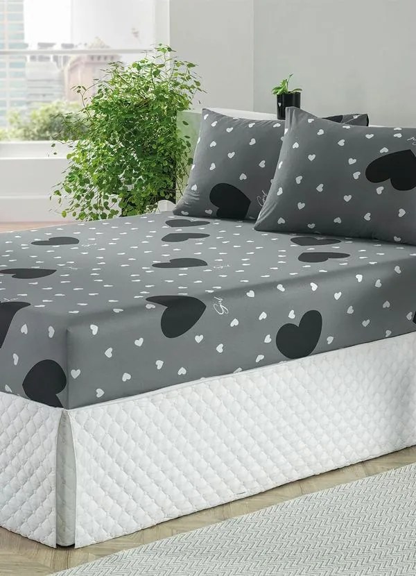 Jogo de Cama Malha Cinza Queen 2 Peças