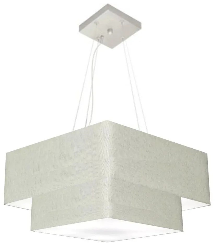Lustre Pendente Duplo Quadrado Vivare Md-4066 Cúpula em Tecido 50x35cm Rustico Cinza - Bivolt