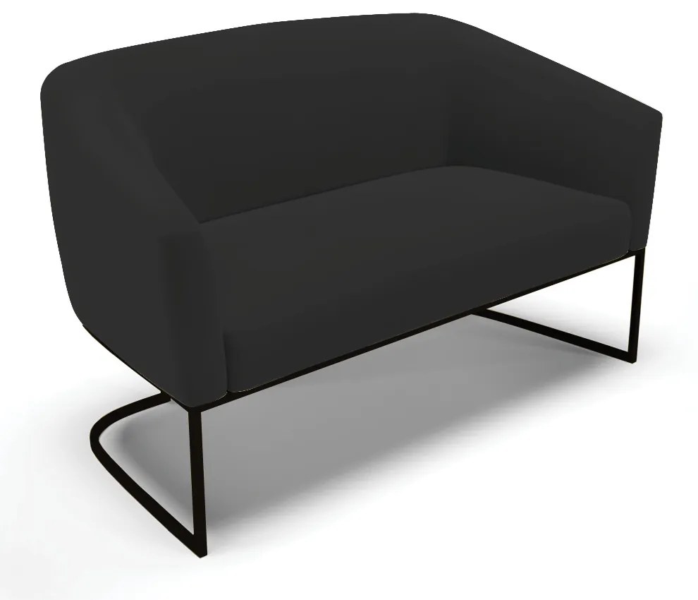 Sofá Namoradeira e Poltrona Base Industrial Preto Stella Veludo D03 - D'Rossi - Preto