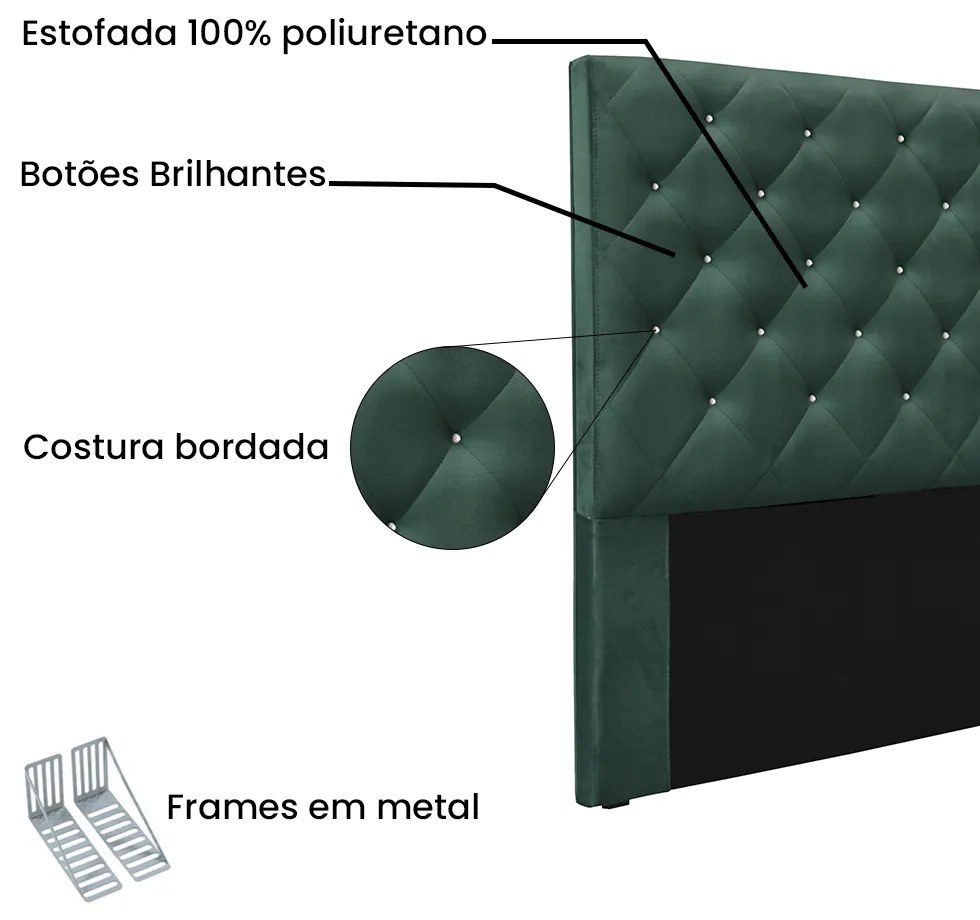 Cabeceira Cama Box King 195 cm Tania Veludo S04 - D'Rossi - Verde