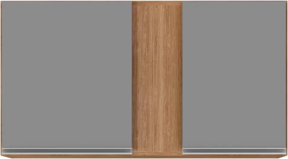 Armário Aéreo de Cozinha Lavanderia 02 Portas Agata 100 cm L06 - D'Rossi - Castanho e Cinza