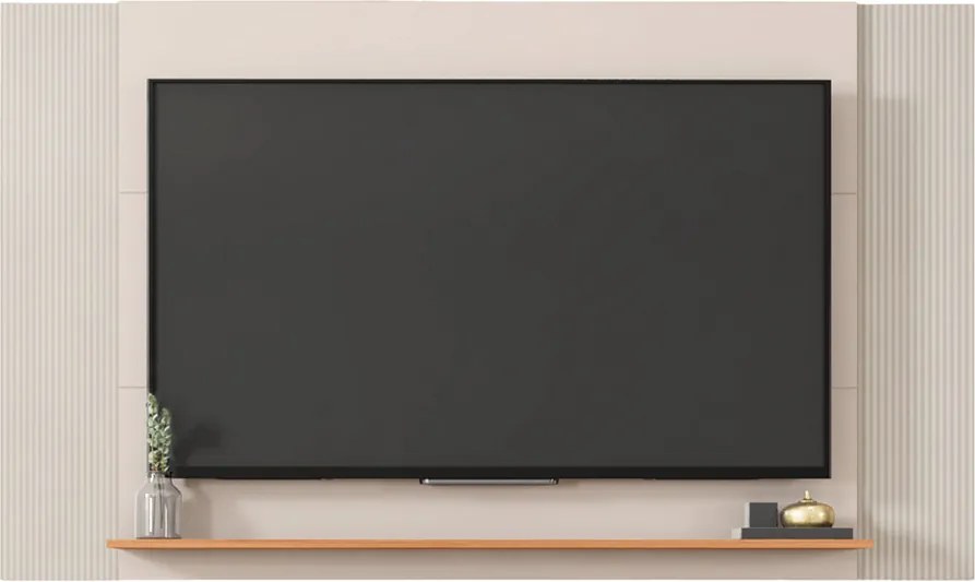 Painel Extensível 180cm Átomo TV até 65 Polegadas Prateleira OffWhite/Freijo G11 Gran Belo