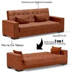 Sofá Cama para Sala de Estar Lisboa Couríssimo Nozes - Ibiza