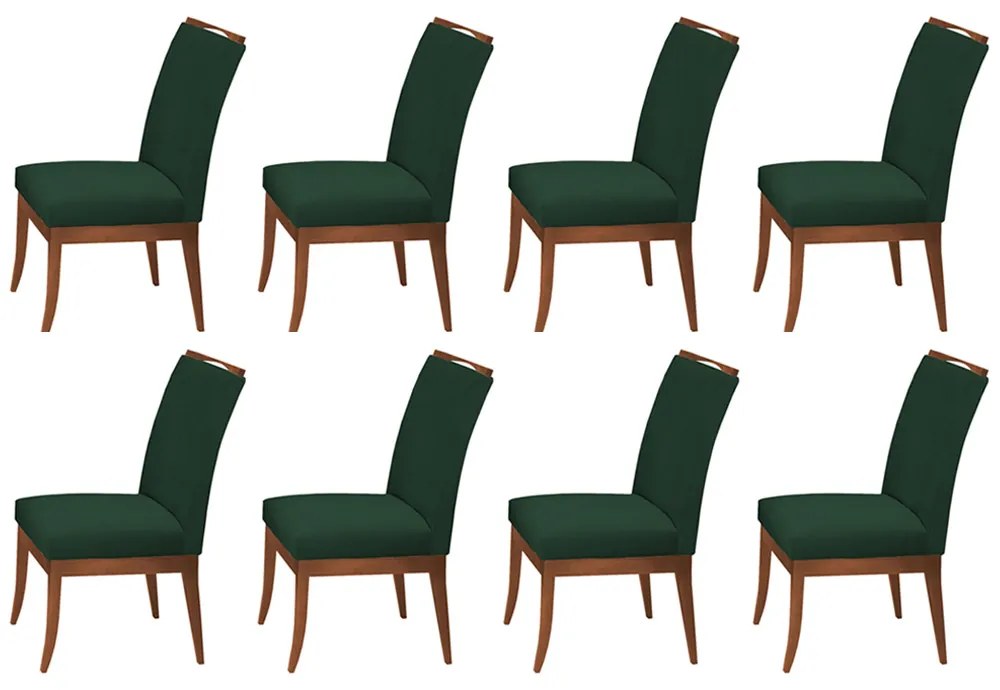 Conjunto 8 Cadeiras Sala de Jantar Lana Aveludado Verde