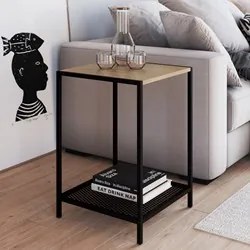 Mesa Lateral 1 Prateleira Estilo Industrial York Hanover/Preto - Artes