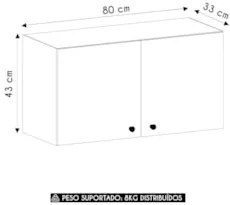 Armário de Cozinha Aéreo 80cm 2 Portas Mirella Freijó L01 - Mpozenato