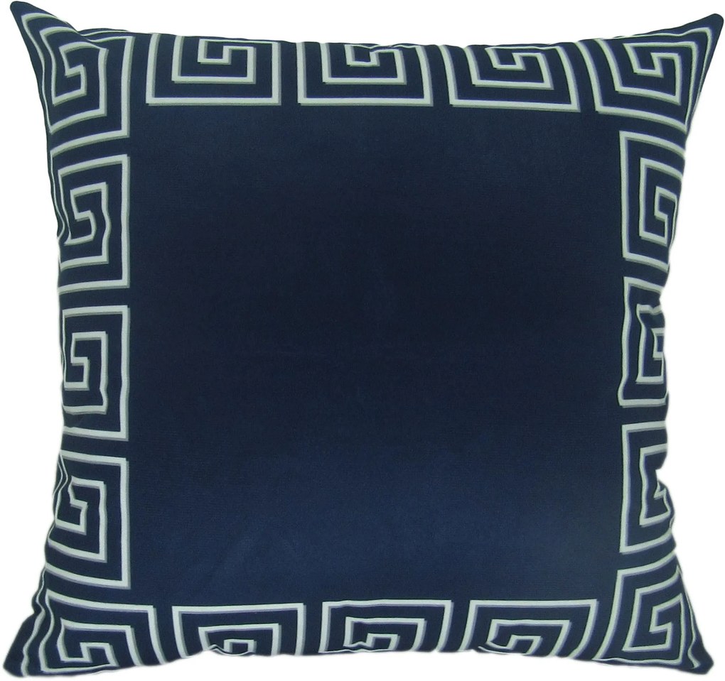 Capa Almofada Veludo estampado Cairo Azul - Verso Branco - 50x50cm