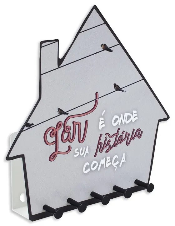 Porta Chaves e Cartas Lar é Onde Sua História Começa