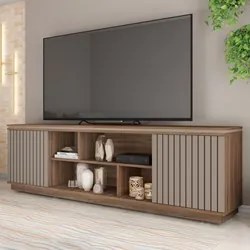 Rack Para Sala Bancada de TV 75 Pol 180cm Simetria Nogueira/Fendi - Ca